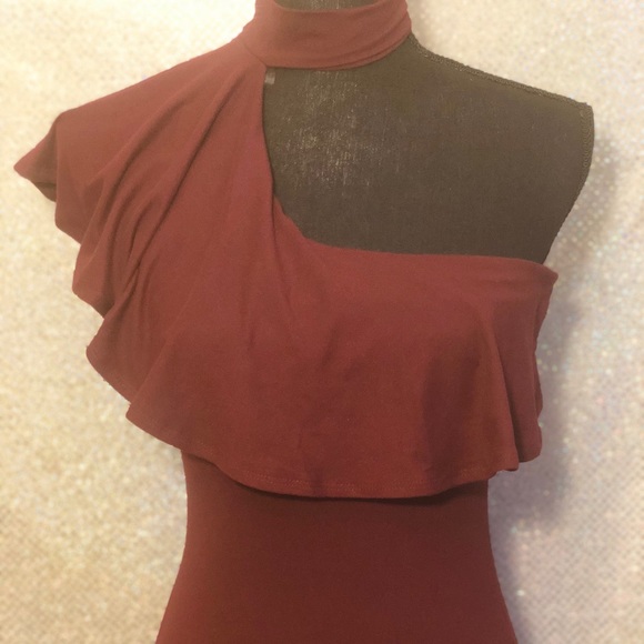iris Tops - Burgundy Body Suit w/ attached choker